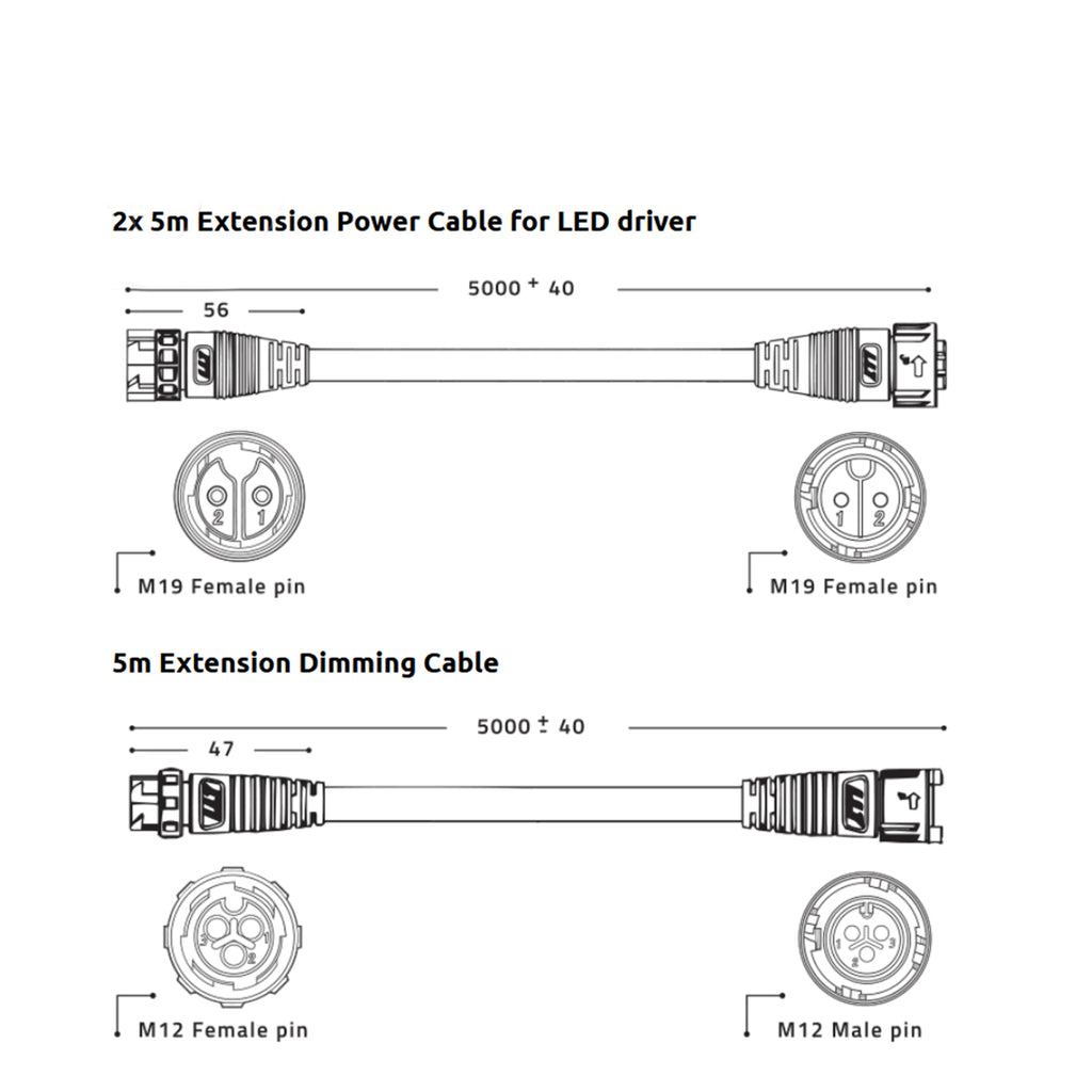 Lumatek 2x LED 5m Extension Cables 2.0