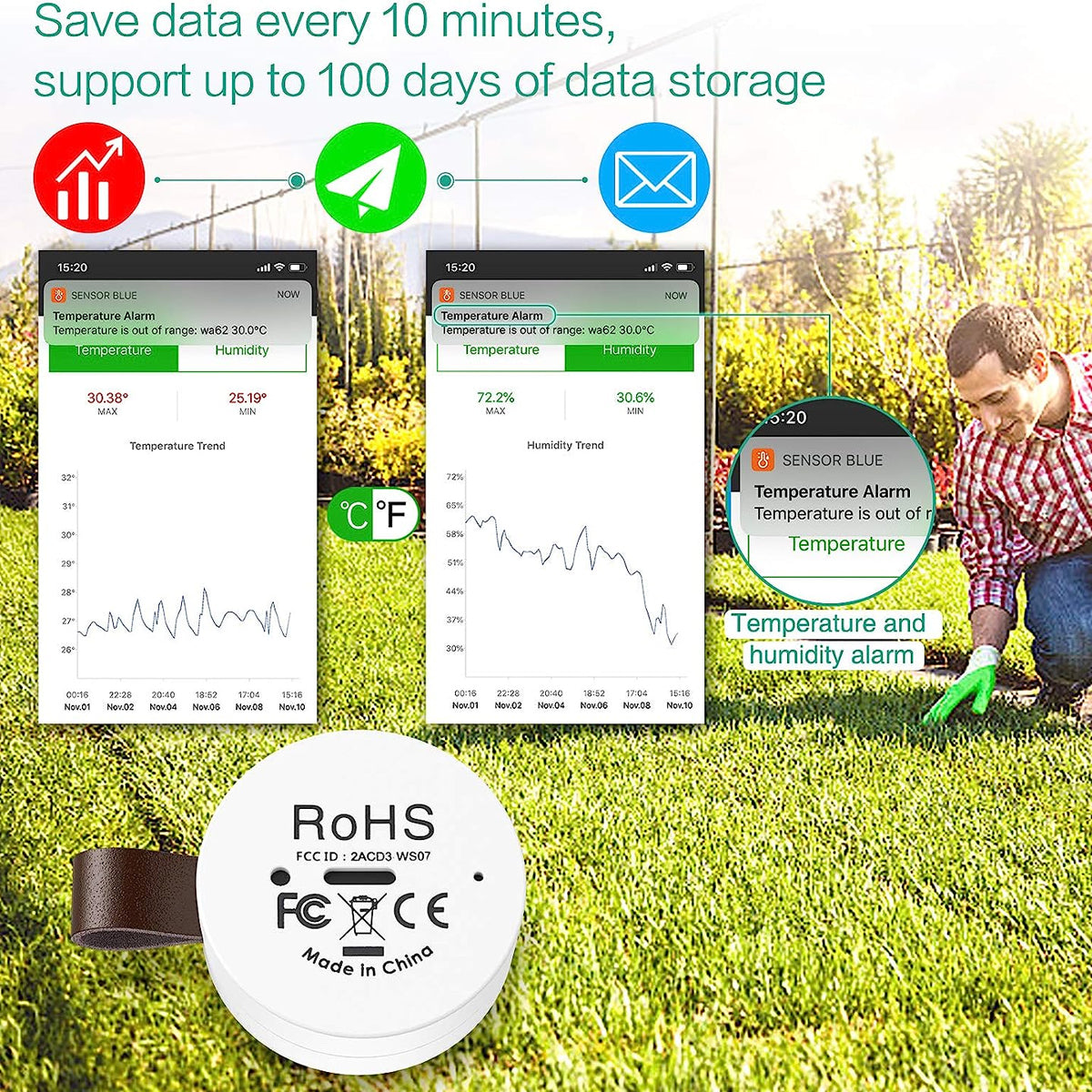 ORIA Wireless Thermometer Hygrometer Mini Wireless Humidity Temperature Sensor